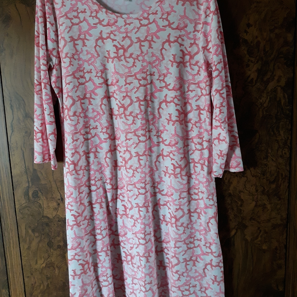 Pink Coral Print Shift Dress